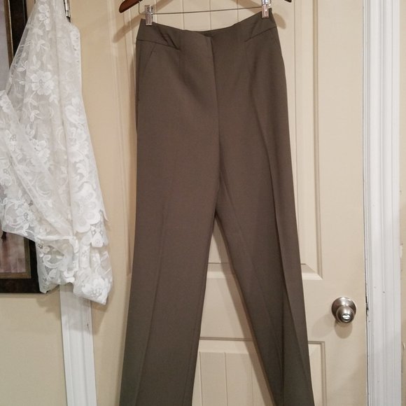 GORGEOUS FIT & DRAPE Jennifer Lopez "FOREST IVY" GREEN/Brownish Slacks NWT SZE 6 - Picture 1 of 10